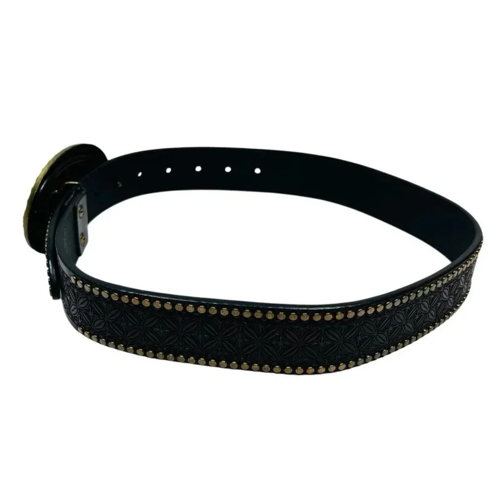 Kids Belt Faux Leather Turquoise Silver Buckle Detail